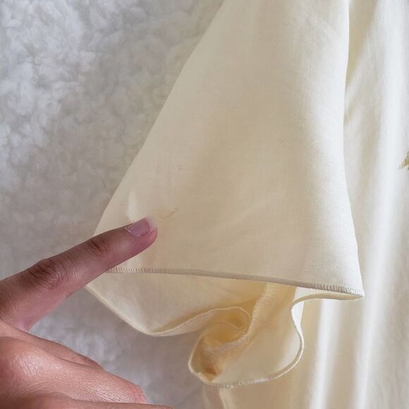 J. Jill Cream Linen Floral Print Deep V Tunic Top - Picture 8 of 8